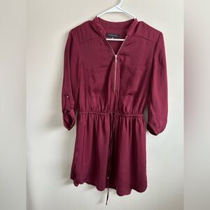 Dynamite Deep Red Zip-Up Dress